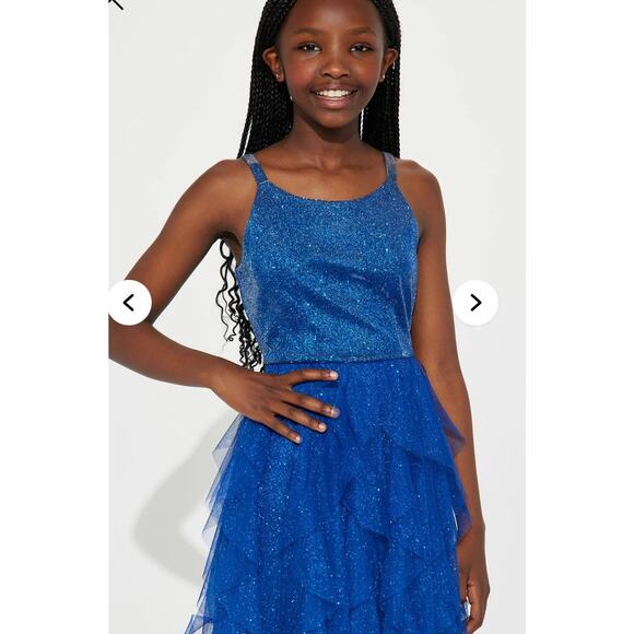 Girls Royal Blue Dress Maxi Long Share Over A Mini Dress XtraOrdinary Size 7 - Picture 3 of 12